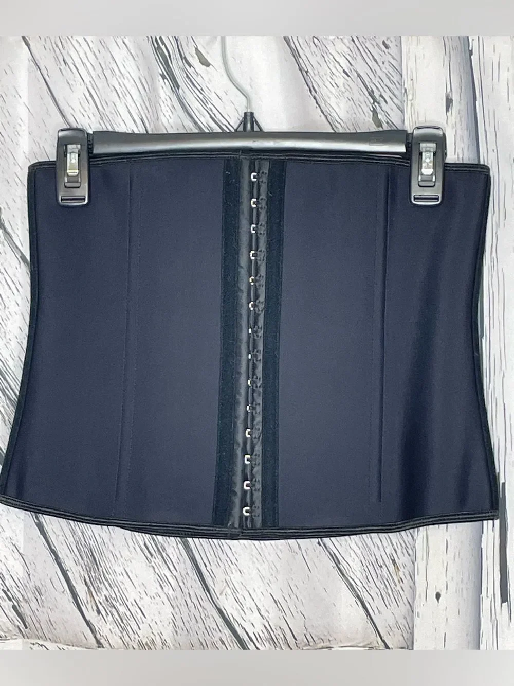 Yianna Waist Trainer Corset Black Latex Underbust Shapewear Hourglass Cincher XL